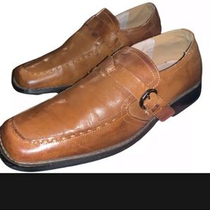 Fratelli Select Brown Leather Slip-On Loafers With Strap Dress Shoes Men’s Sz 12